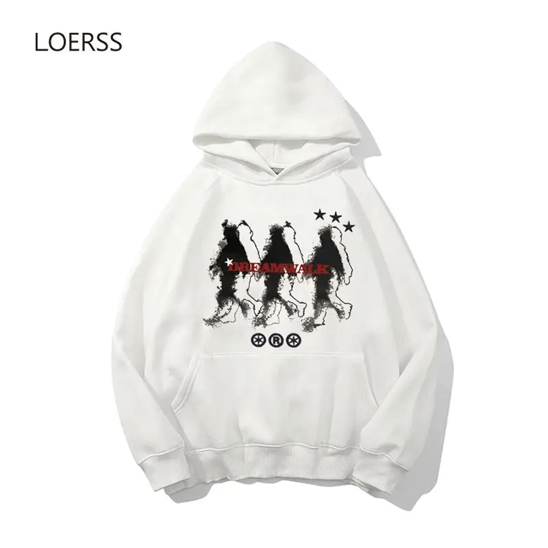 

LOERSS Hoodies Character Print Oversized Long Sleeve Tops Vintage Harajuku Pullovers Y2K Graphic Fashion Streetwear Clothing