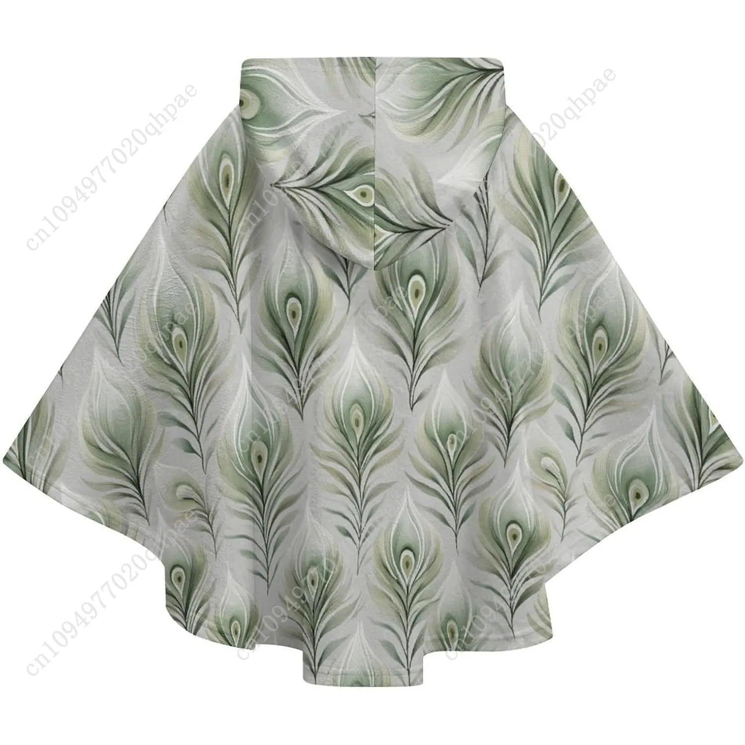 سترة بطانية مريحة من الفلانيل، سترة أنيقة ذات قلنسوة كبيرة الحجم من ريش الطاووس مع جيوب للأطفال والمراهقين #6