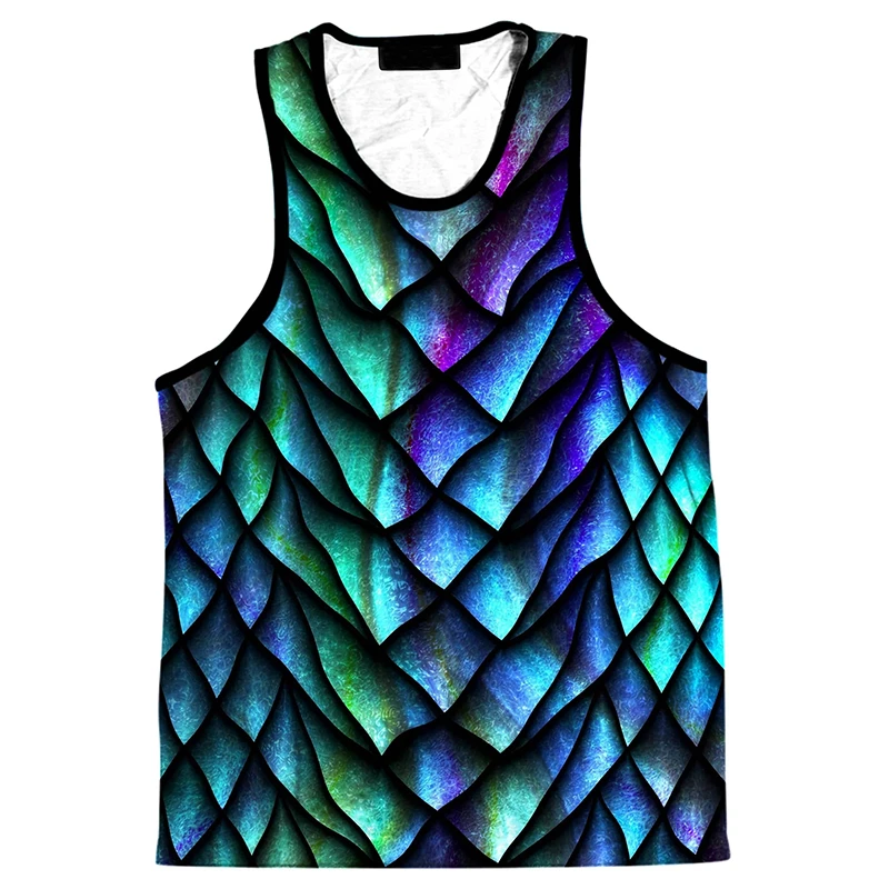 3D Harajuku Dragon Scale Tank Top Sportswear Fitness Mens Summer Streetwear Basketball Vest Quick Drying Sleeveless y2k Tops 4XL