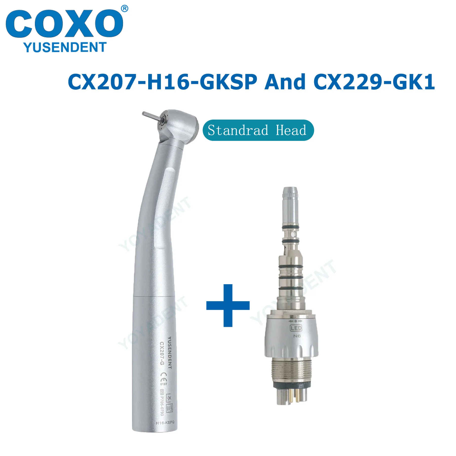 COXO CX207-G Tandheelkundige Turbine Fiber Optic Hoge Snelheid Handstuk FG Bur Handstuk Standrad/Koppelkop LED Koppeling 6 Pin Fit KAVO