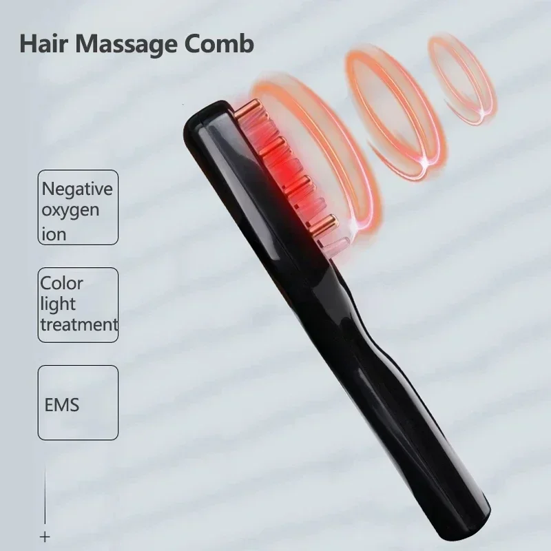 Vibração elétrica massagem pente terapia de perda de crescimento do cabelo pente infravermelho ems led vermelho azul luz vibração massagem cuidados de saúde do cabelo