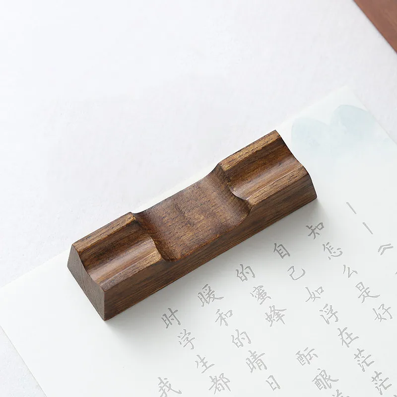 Wooden Brush Pen Rest Japanese Minimalist Style Creative Brush Rack Office Desktop Ornament Fountain Pen Holder Art Stationery