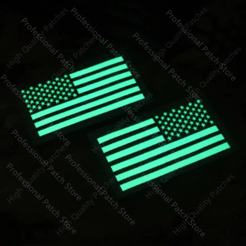 Infrared IR Reflective Flag Patches American United States US Large Flag Tactical Military Blue Line Patch Biker Stripes badges