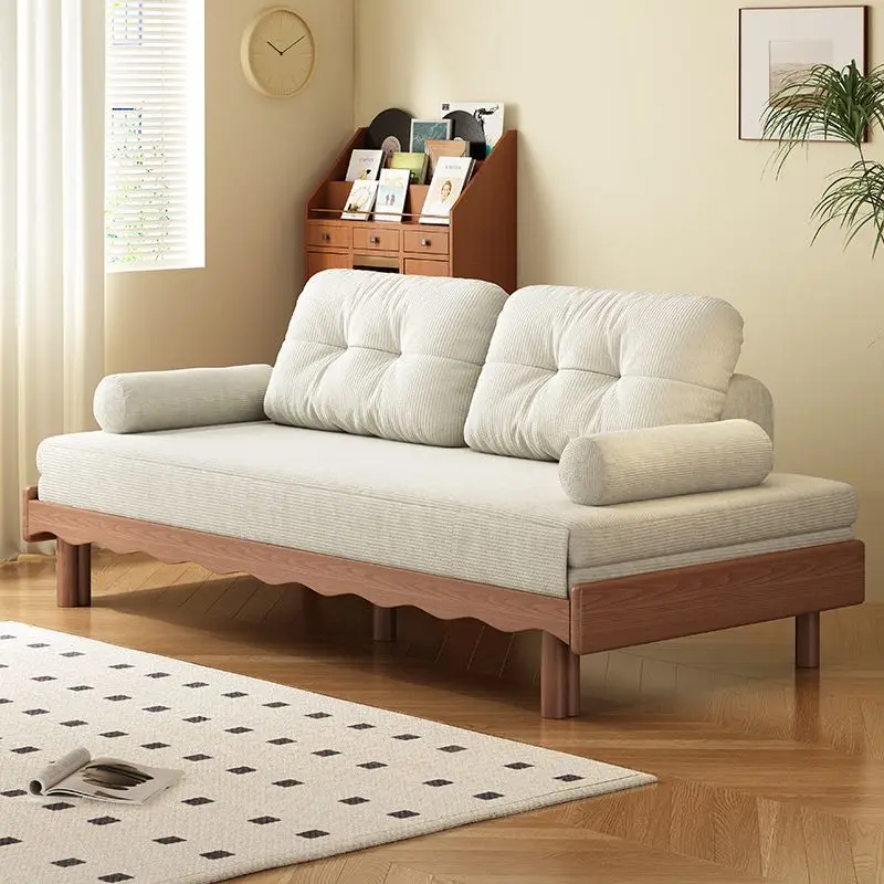 New solid wood sofa bed, sliding bed, living room, study, pull-out nap bed, simple bedroom, second bedroom