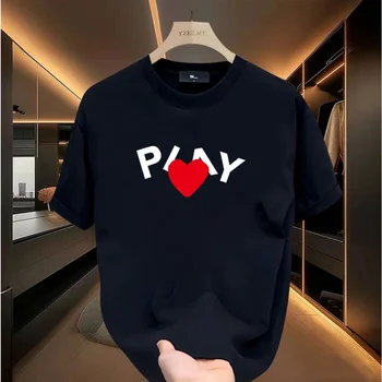 LOVE 프린트 100% 순면 티셔츠 남성용, 반팔 디자이너 티, 소년 여름 상의, 패션 O-넥 캐주얼 럭셔리 티셔츠 