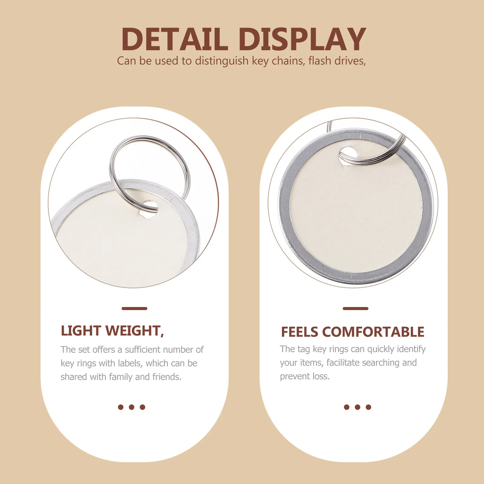 50Pcs Key Labels Metal Rings Heavy Duty Tags Identifier Keychains Luggage Name Tags Writable Double Sides Cards for Organization