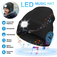 Can be equipped with Wireless Bluetooth music knitted hat new outdoorledlighting rechargeable detachable luminous sleeve cap
