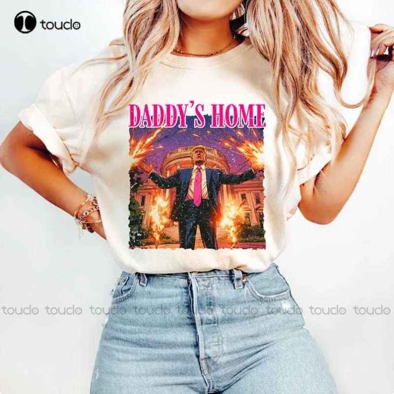 Daddys Home White House Pink Trump 2024 T-Shirt, MAGA Supporter Election 2024 Donald Pink Preppy Edgy T Shirt TEES