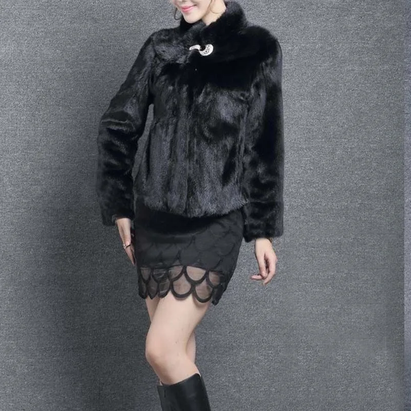 2023 New Women Faux Fur Coat Short Imitated Mink Wool Outcoat Thicken Warm Casual Outwear Mom Outfit Winter Female Fashion Parka