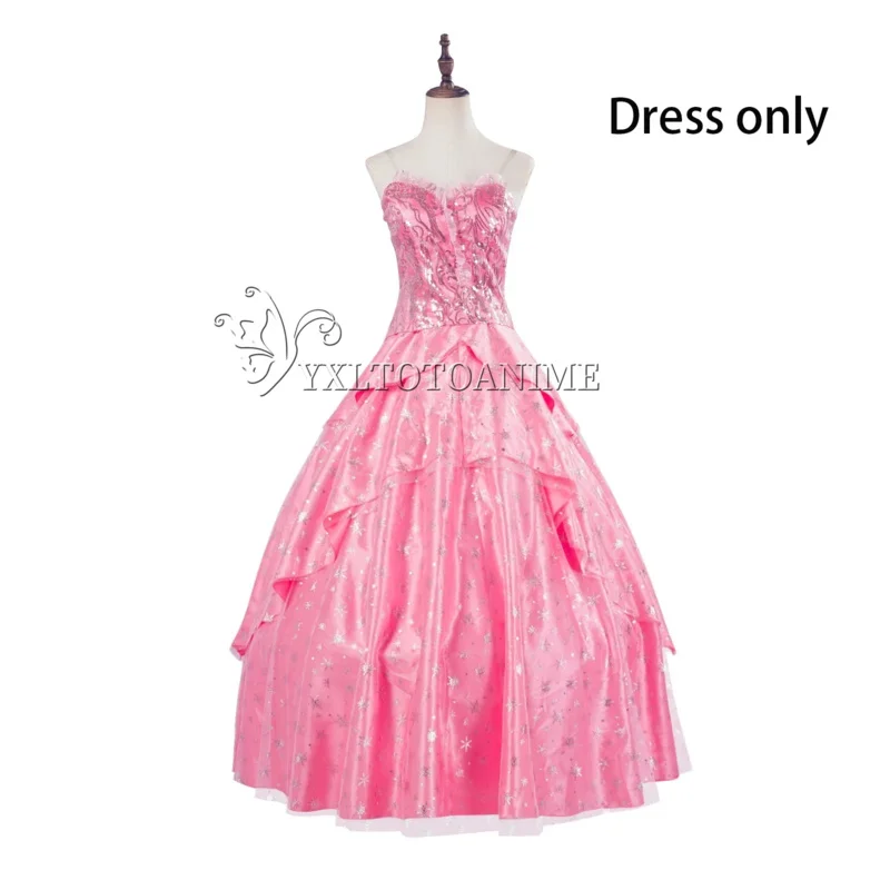 أزياء شريرة غليندا التأثيرية تمويه المرأة فستان وردي Farthingale هالوين كرنفال ملابس الحفلات البدلة FilmStyle