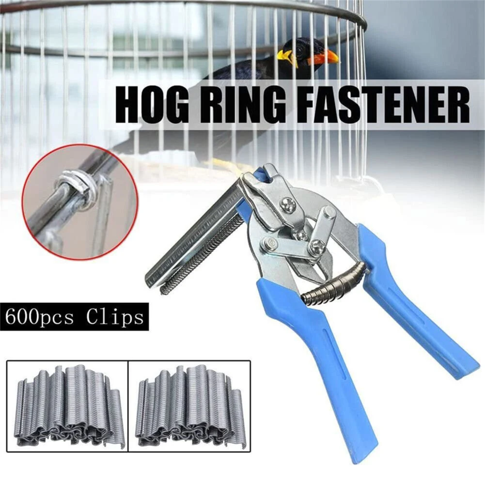 

Type M Nail Ring Pliers With 600 Pcs M Clips Handle Multi-function Hand Tools Cage Clamp High Strength Hog Ring Pliers Kit