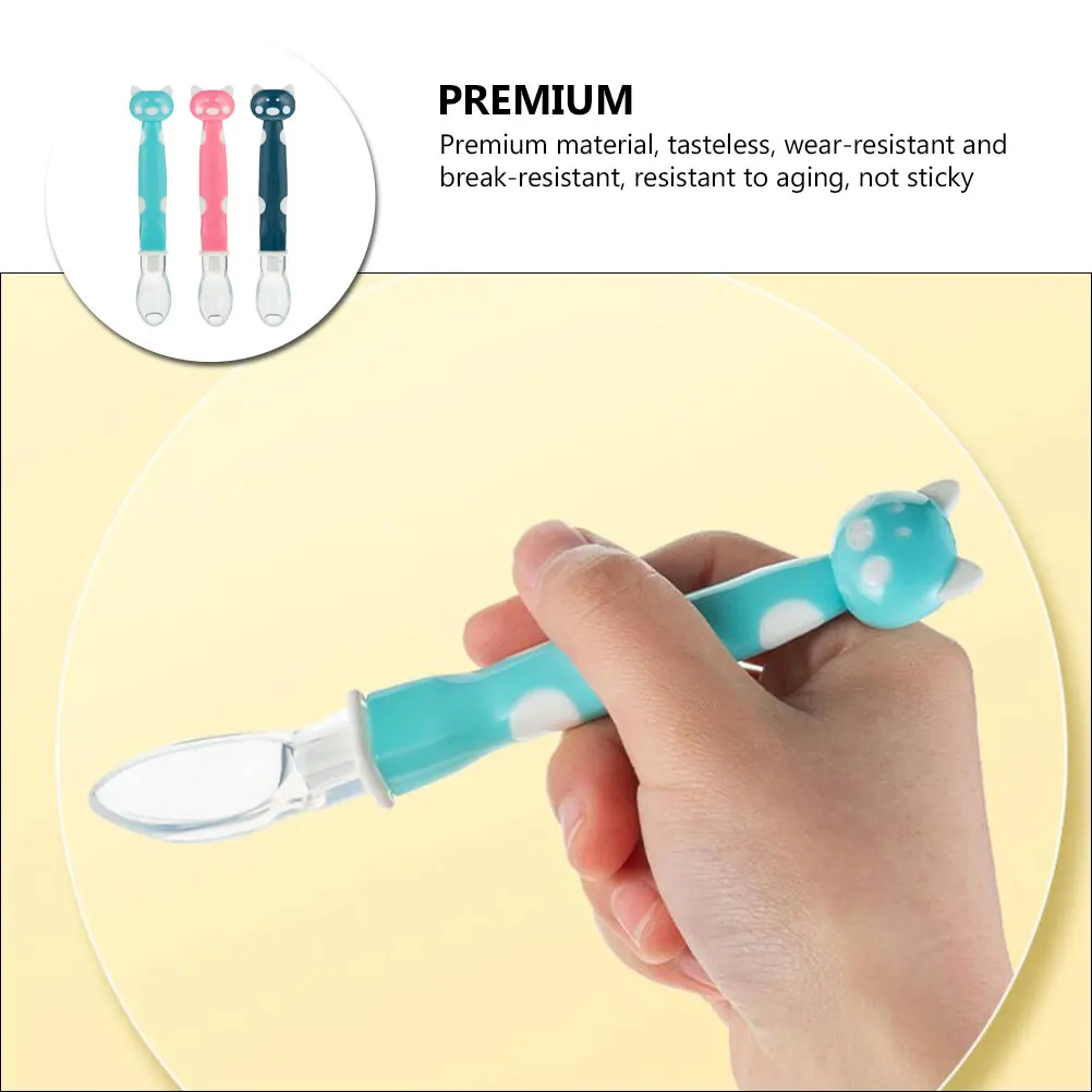 

3 Pcs Silicone Spoon Baby Feeder Training Spoons Tableware Toddler Newborn Scoops Infant Resistant Premium Non Sticky Ergonomic