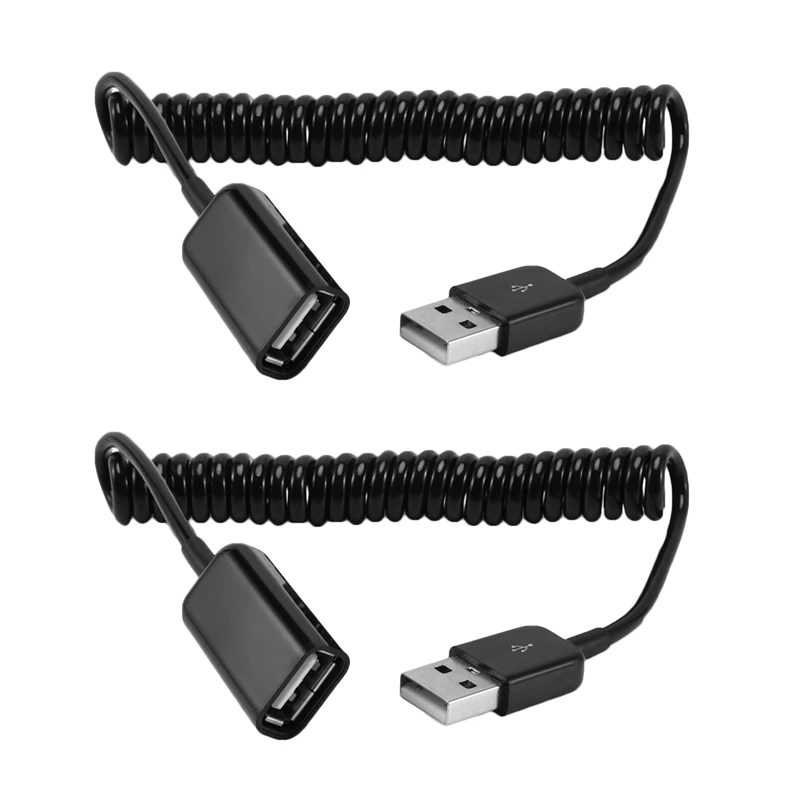 2X Spiral Coiled USB A Male To A Female Adapter Adaptor Cable 1M 3FT