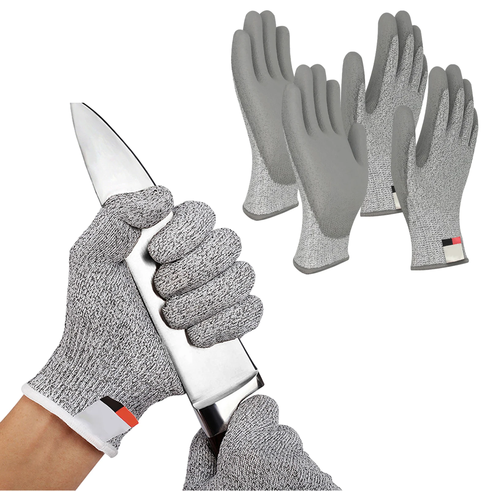 2 Pairs Superior Grip Grey Kitchen Wood Working Breathable Cut Resistant Work Gloves Outdoor Fishing Level 5 Protection Washable