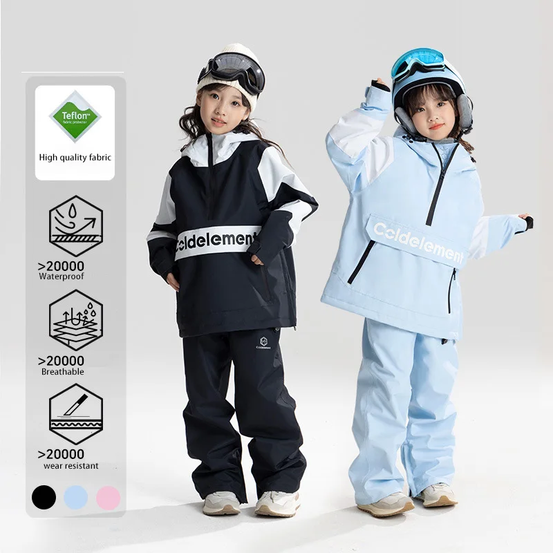 

2025 New Children Skiing Jacket Pants Boys Girls Professional Skiing Outdoor Sports Windproof Waterproof Warm Set Snow Clothing