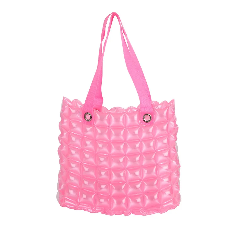 Women's Handbag Personalized Pvc Beach Bag Inflatable Pvc One Shoulder Fashion Leisure Bag Square Lattice Bag Shoulder Bags