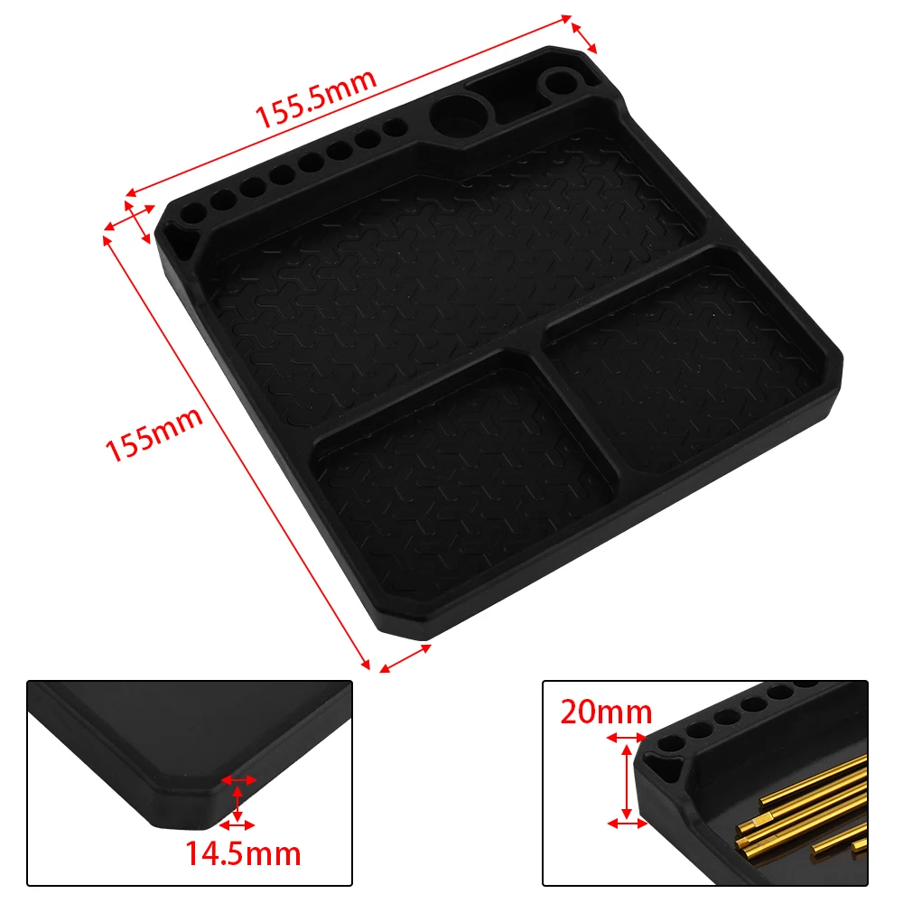 Magnetic Silicone Parts Tray RC Screw Storage Organizer Multi-Grid Tool Holder with Screwdriver Holes for RC Model Car Repair