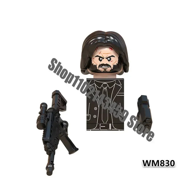 WM Blocks WM830 John Wick Anime Movies Cartoon Bricks Dolls Mini Action Toy Figura Building Blocks Assembly Toys for Kids Gifts