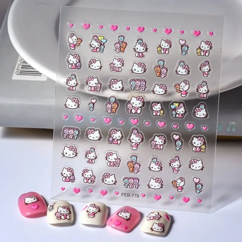 

10pcs Hello Kitty Kawaii Stickers Fashion Girl's Heart Water Stickers Cartoon Phone Case Stickers Women Accessories Wholesale