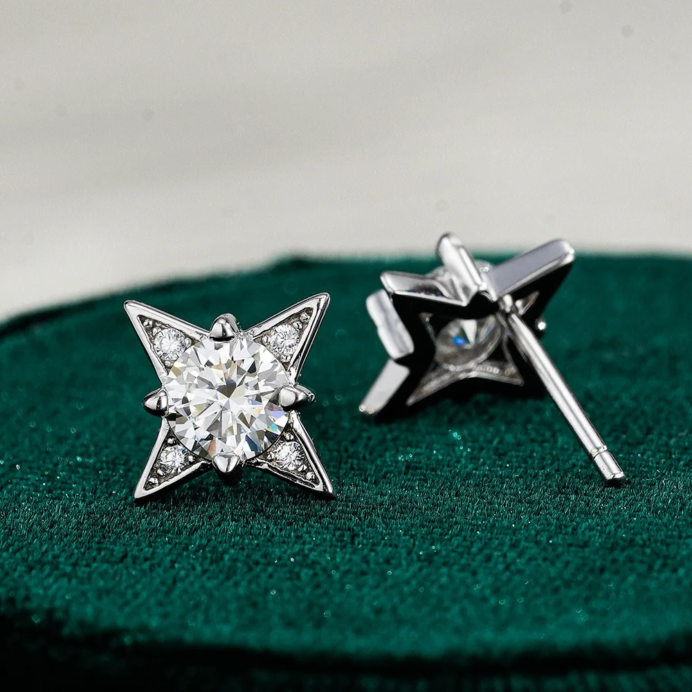 Lumira PT950 Platinum North Star Halo Moissanite Studs Celestial Minimalist Jewelry Ear Ornaments Chic Daily Gift for Women