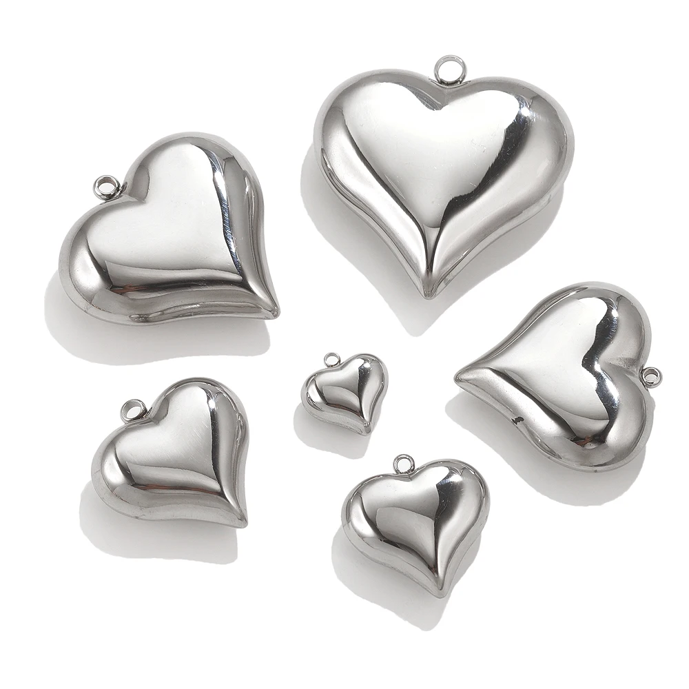 1pcs Stainless Steel Heart Charms For Necklace Jewelry Making Hollow Heart Pendants DIY Earring Connectors Jewelry Supplies