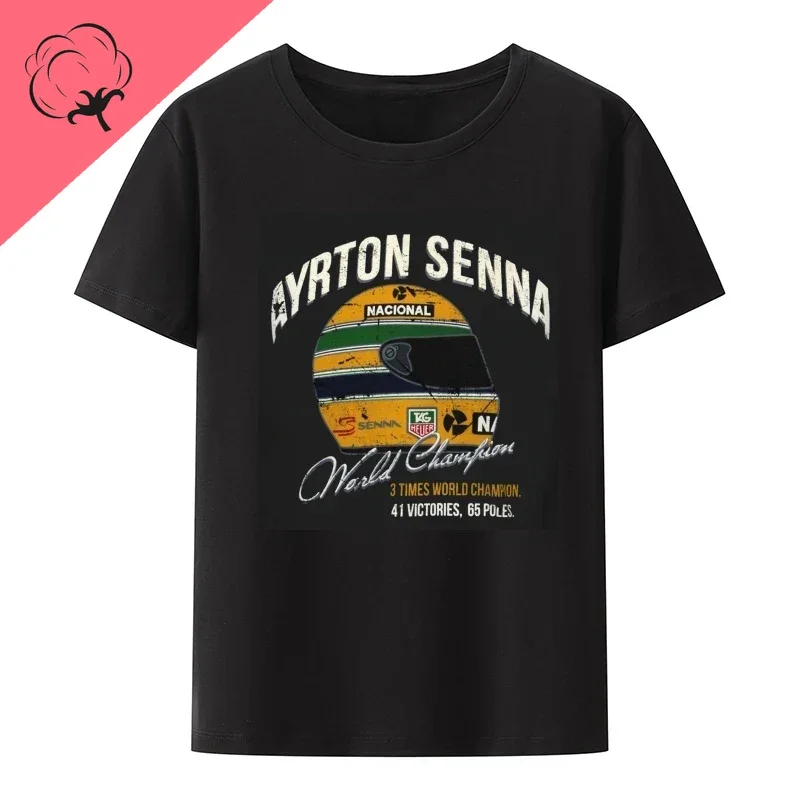 Ayrton Senna T-Shirt Vintage World Championship Male Summer Clothes for Men Clothing Humor Street Fashion Style Cool Camisetas