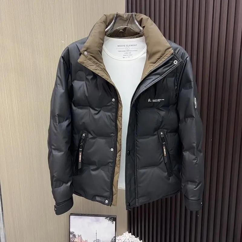 

Men's ort Thiened Stand Collar Velvet Jaet Winter Warm Slim Fit Sli White Fce Cotton Padded Coat for Daily Use