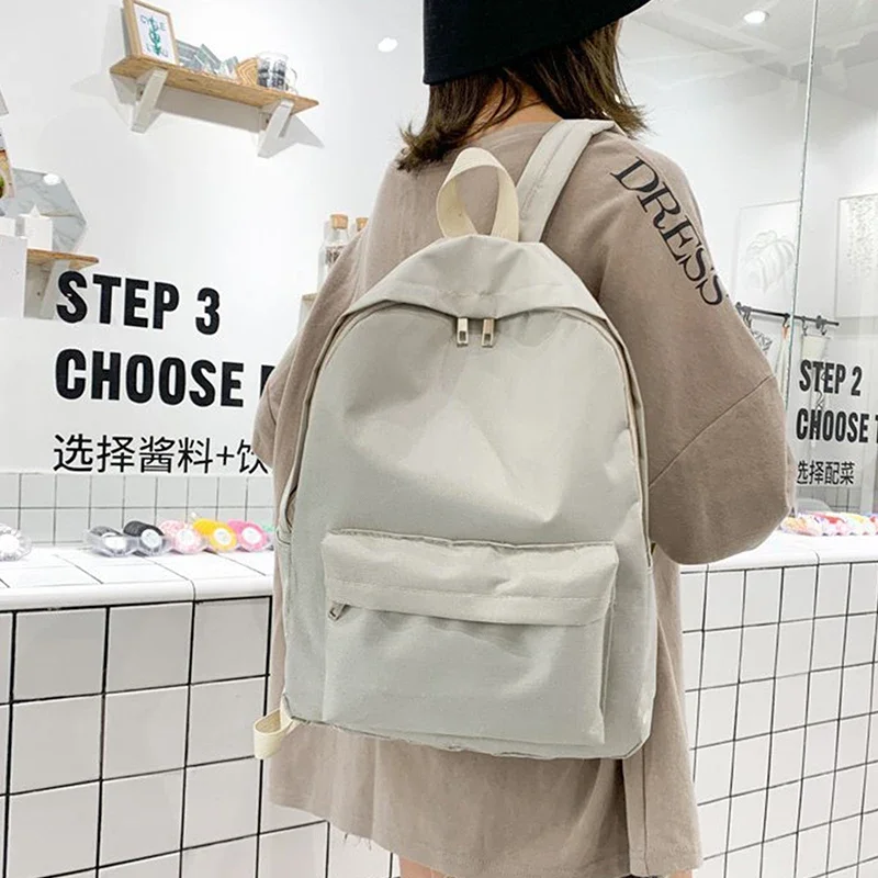 Korean Fashion Solid Backpack Student Schoolbag Women Men Large Capacity Travel Bag Fashion Backpack