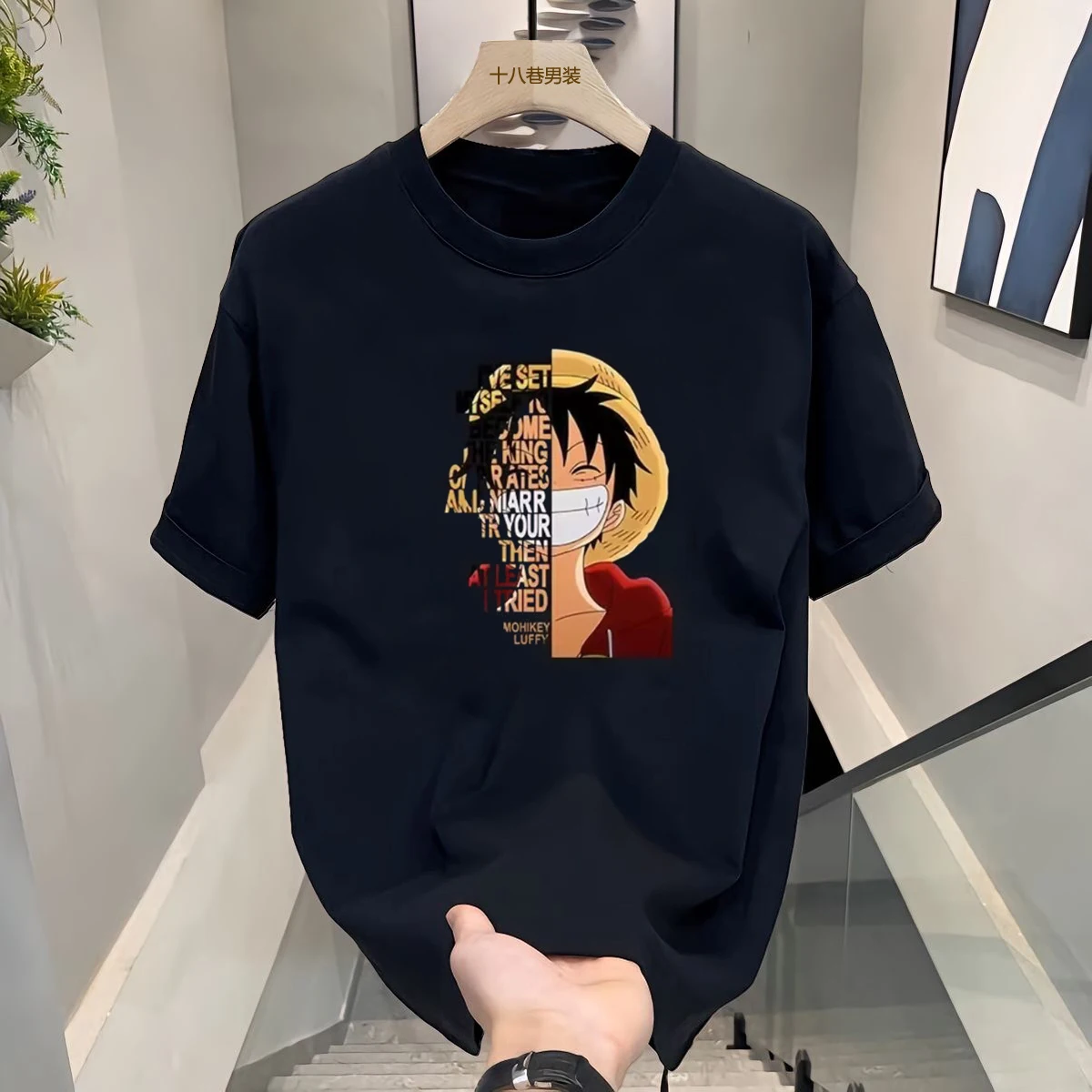ONE PIECE verano sombrero de paja japonés Luffy periférico de animé de manga corta de verano para hombres adolescente estudiante cuello redondo Camiseta Top Tide