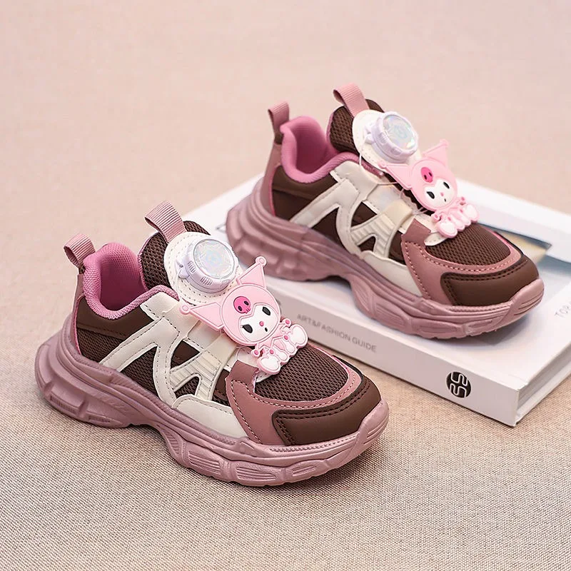 Girls Boys Casual Sneakers Kuromi Anime Kawaii Sanrio Children Sports Shoes Cute Cartoon Mesh Surface Breathable Shoes Gifts