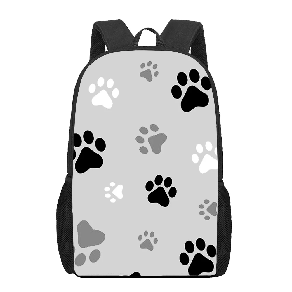 Pegada de cachorro Paw Print Mochila Escolar para Meninos e Meninas, Adolescentes Kids Book Bag, Casual Grande Capacidade Bolsas Estudantis, 16"