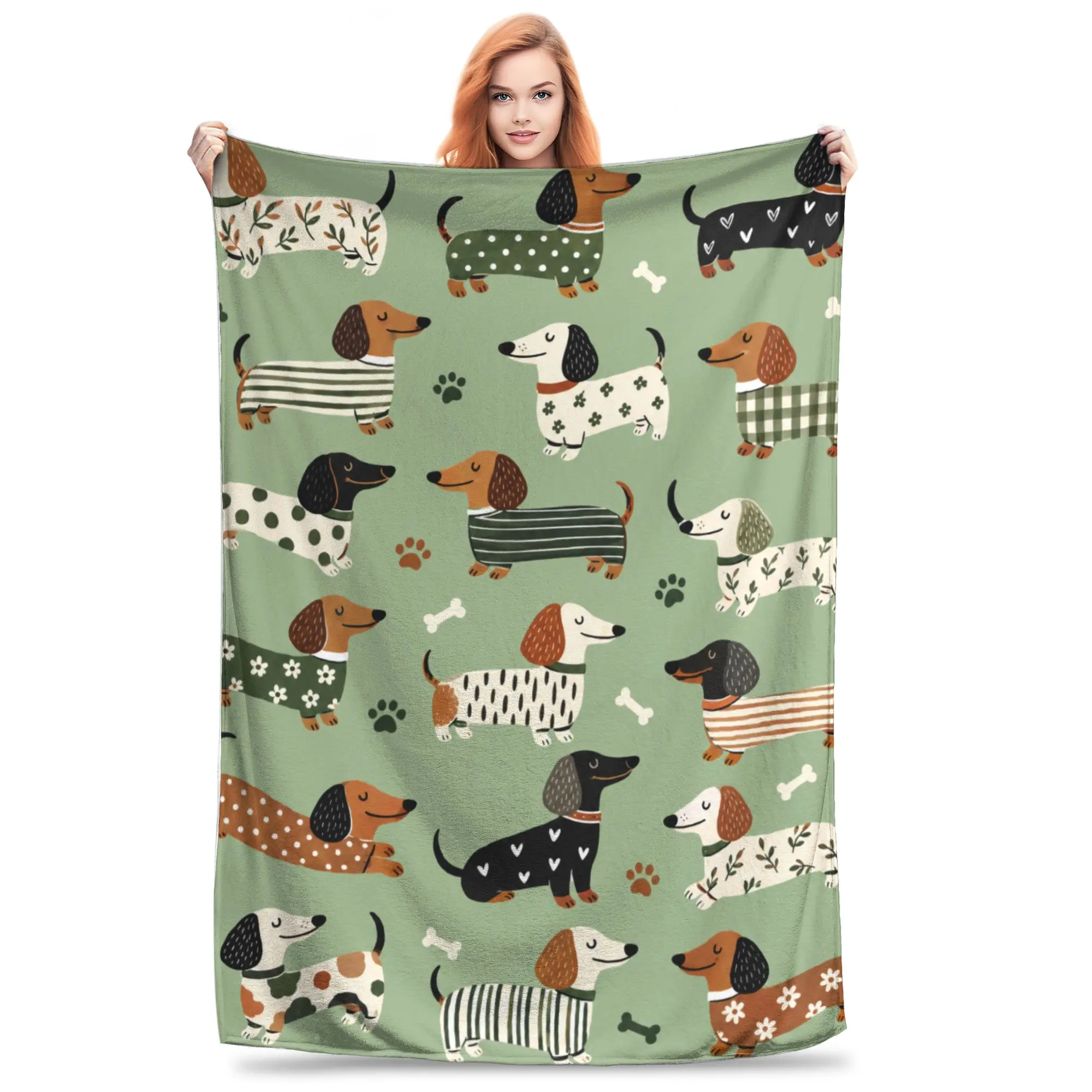 1PC Home Dogs and bones pattern  Blanket Throw Super Cosy Plush Living Room Sofa
