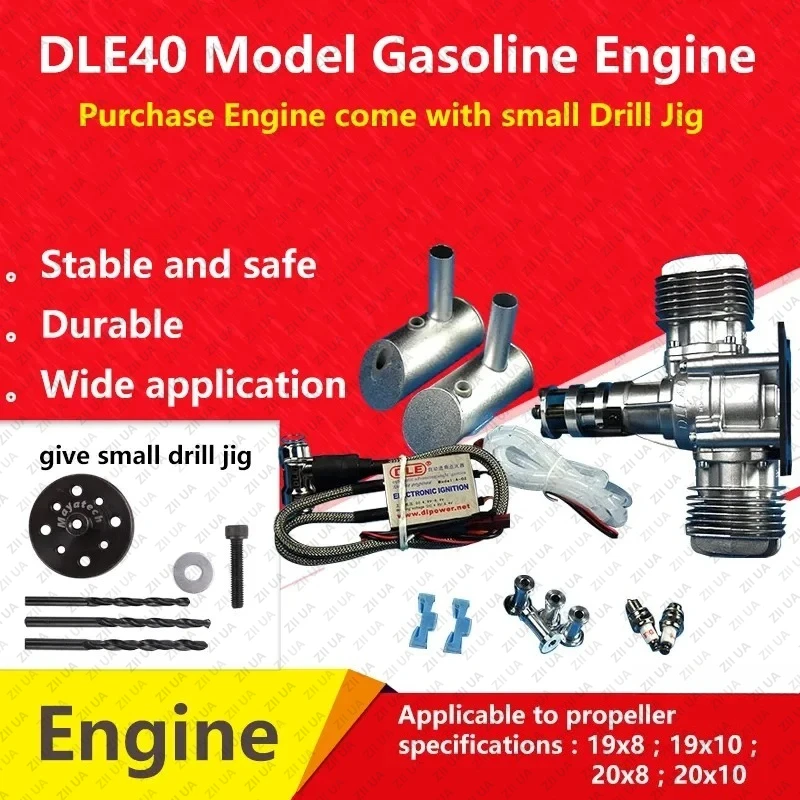 DLE40 New Original DLE 40CC Petrol Engine Twin Cylinder DLE for RC Airplane Side Exhaust Natural Wind Cold Hand Start