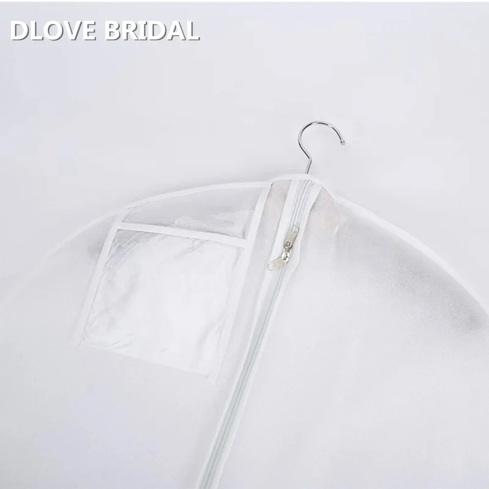 Housse de rangement anti-poussière pour robe de mariée, fermeture éclair, sac de rangement anti-poussière, housse de protection pliable pour vêtements, sacs longs noirs et blancs