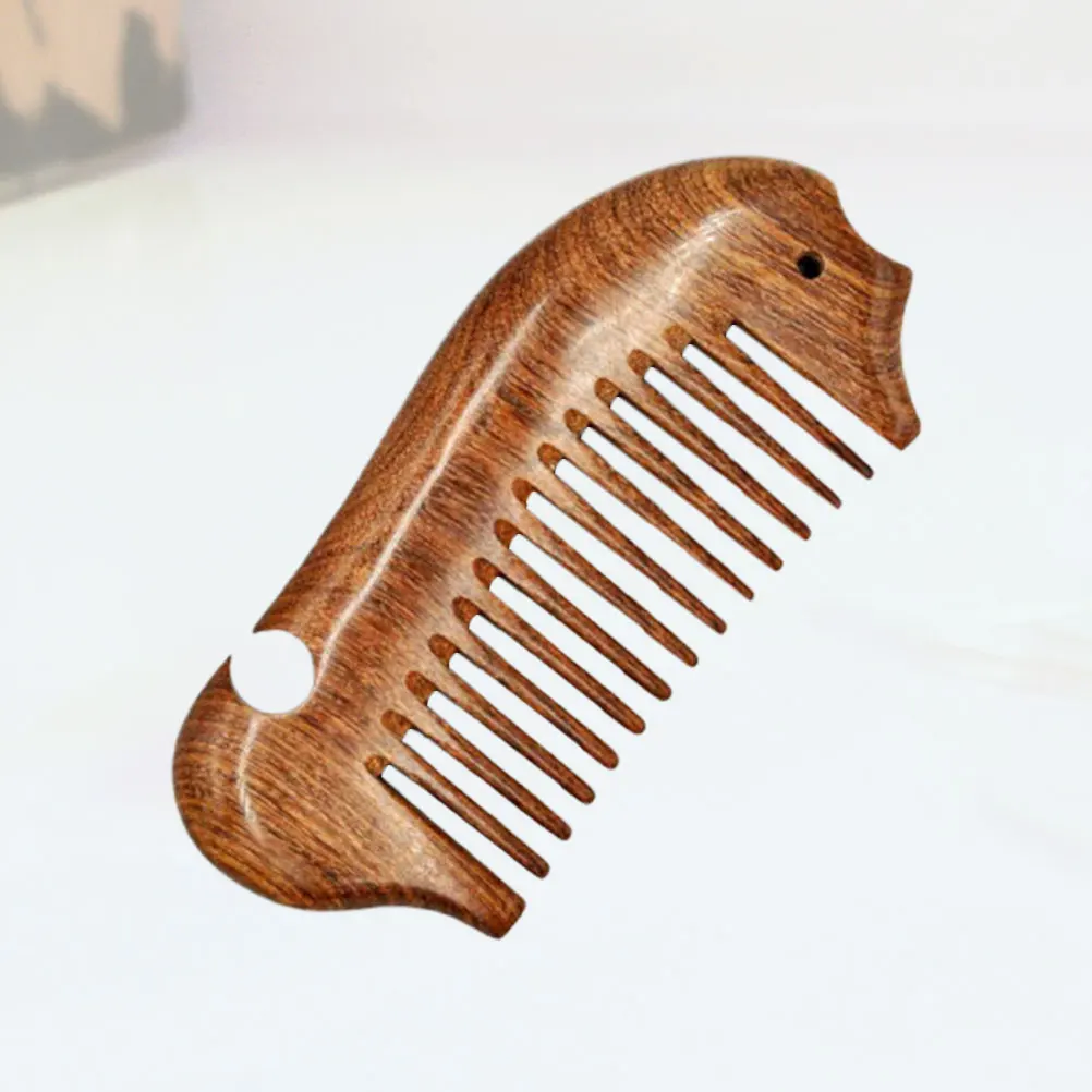 

Anti-Static Sandalwood Natural Wood Hair Comb Smooth Coarse Teeth Fish Shape Lightweight For Home Travel Outdoor Use Wooden Comb