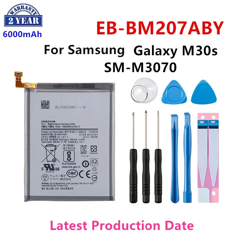 Brand New EB-BM207ABY Replacement 6000mAh Battery For Samsung Galaxy M30s SM-M3070 Mobile Phone Batteries+Tools