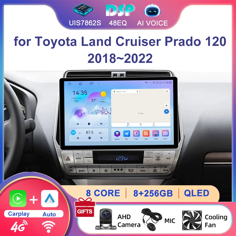 13.1'' 8 Core 4G DSP AM RDS BT Carplay Auto Radio Car Multimedia Stereo Player for Land Cruiser Prado 120 2018~2022