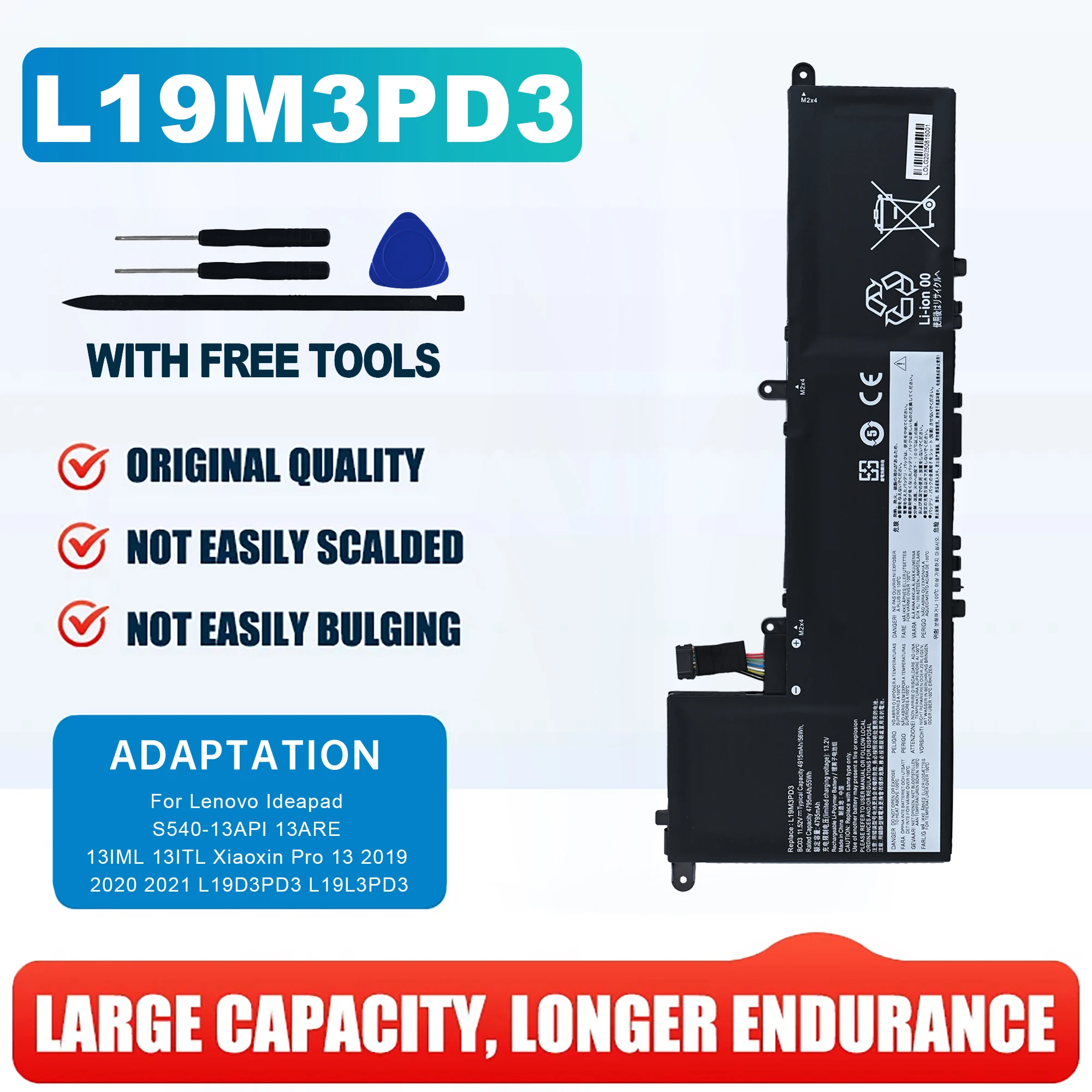 L19M3PD3 L19D3PD3 L19L3PD3 Laptop Battery For Lenovo IdeaPad S540-13API 13ARE 13IML 13ITL,Xiaoxin Pro 13 2019 2020 2021