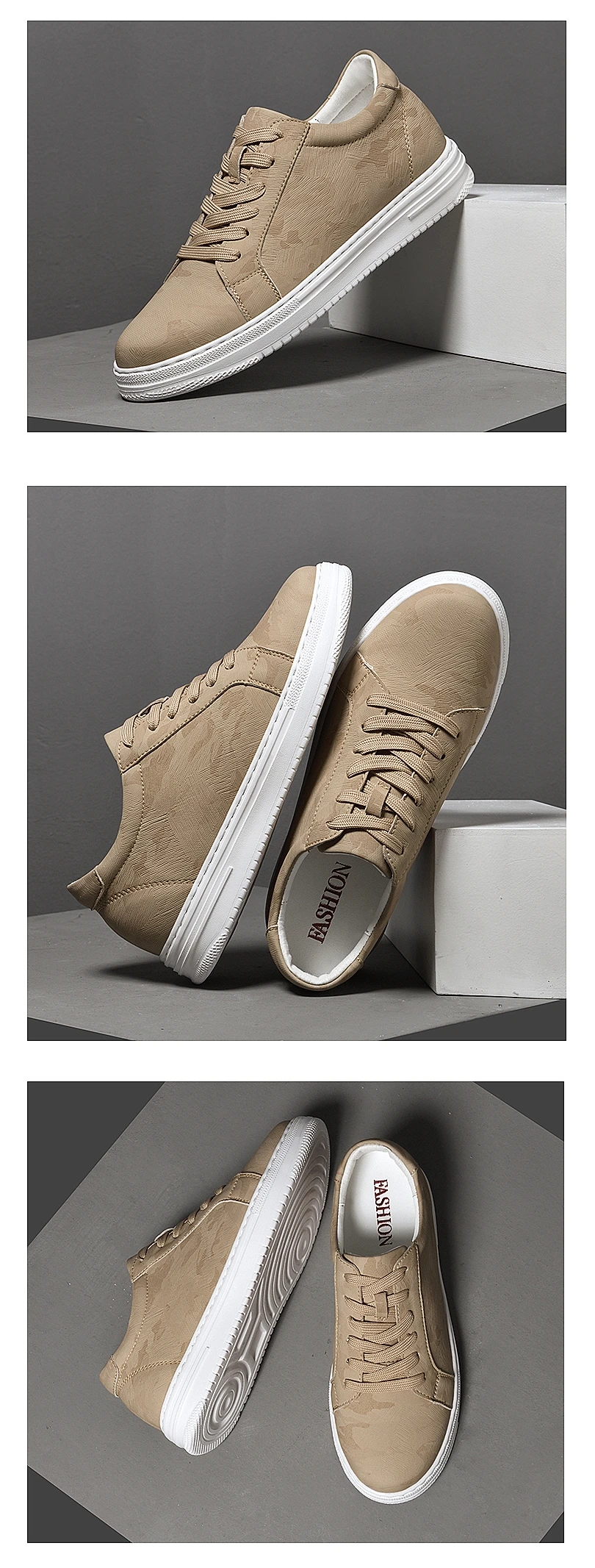 Breathable Outdoor Elevator Sneakers Men Shoes PU Leather Height Increasing Casual Shoes Walking Footwear Men Lift Sports Shoes