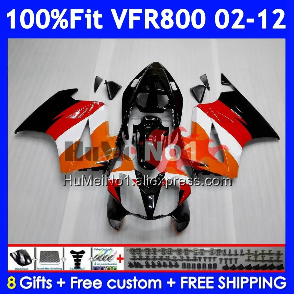 Interceptor For HONDA VFR800 VFR 800RR 800 RR 2002 2003 04 Repsol Orange 2005 2006 2007 46No.4 VFR800RR 08 09 10 11 12 Fairings