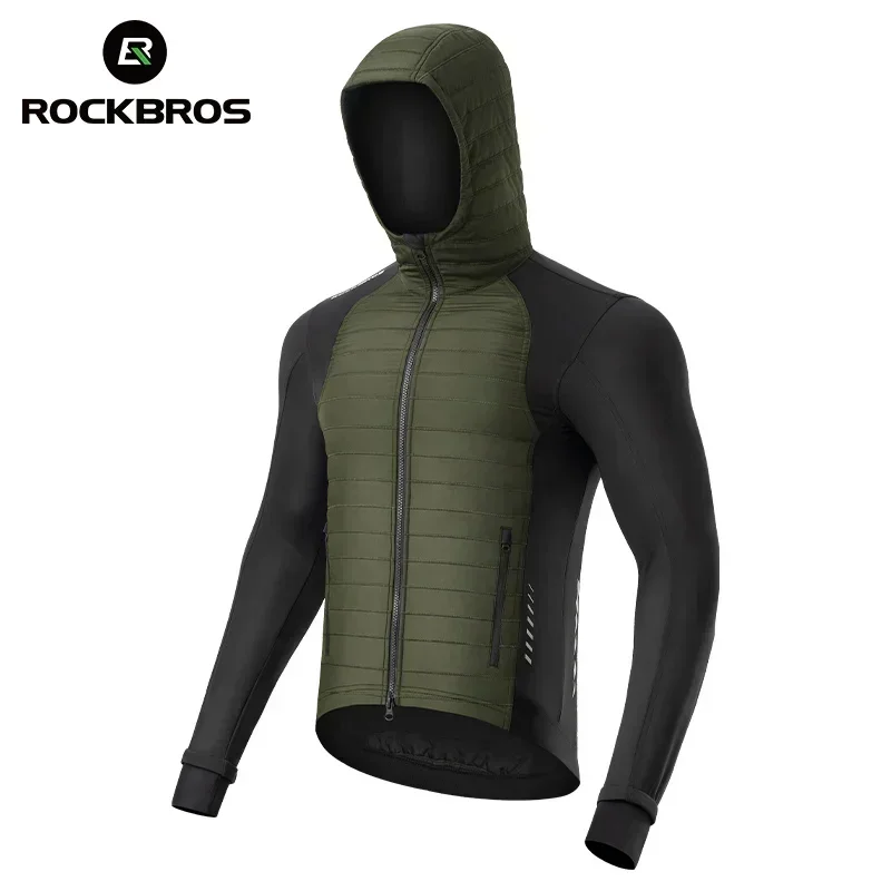 ROCKBROS Warm Winter Cycling Jersey  Ultralight Down Jacket Long Sleeve Bicycle Clothing Thermal Fleece Resistant Ciclismo Coat