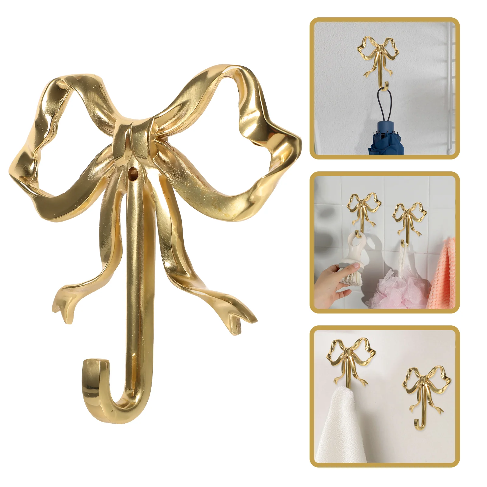 

Bow Hook Decorative Hooks Decorate Home Use Hanger Brass Wall Mounted for Hanging