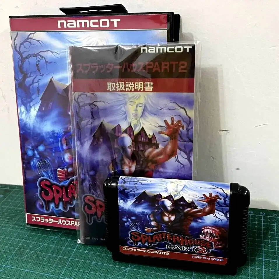 Nueva llegada: Splatterhouse Parte 2 con caja y manual, tarjeta de juego MD de 16 bits para Sega Mega Drive para Genesis
