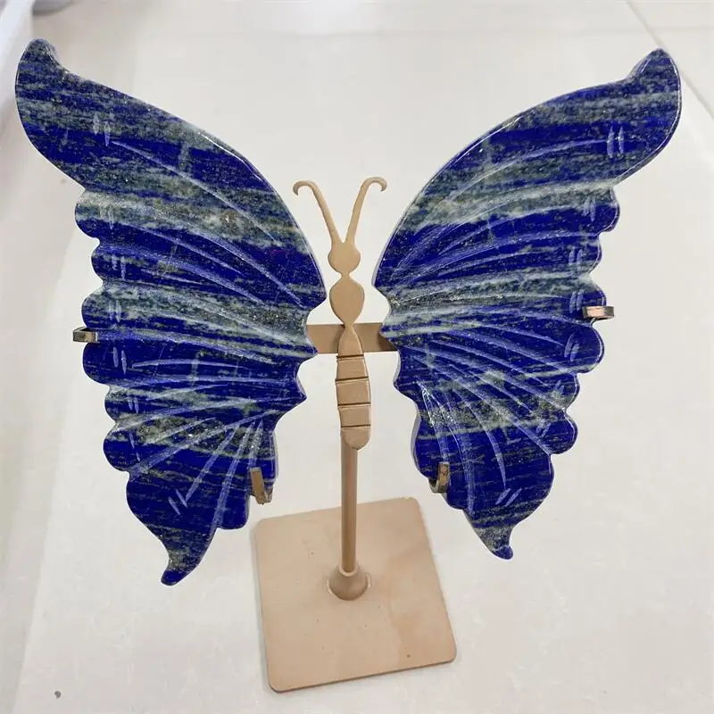 Natural Lapis Lazuli Butterfly Wing Crystal Carving Healing Fengshui Crafts For Home Decoration Festival Gift 1pair