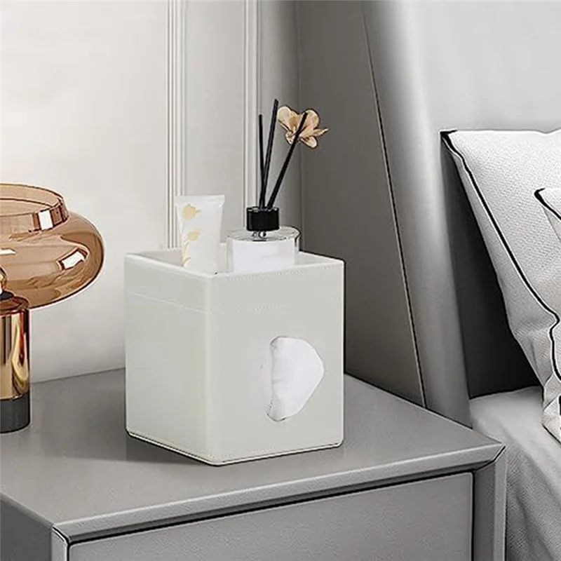 BB-1 PCS ティッシュボックスカバー PUレザーティッシュボックス ティッシュホルダー 装飾オーガナイザー (ブラウン)