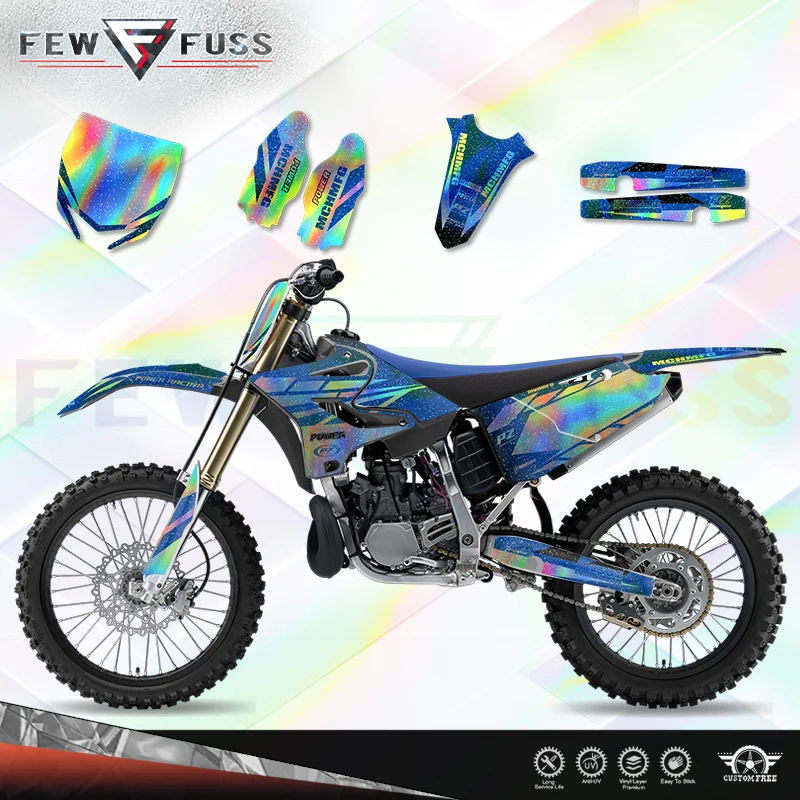 Fewfuss Holographic Chrome Racing Decal Graphics Kit for Yamaha YZ125 YZ250 2015 to 2021 YZ250X 16 to 21 Motorcycle Stickers