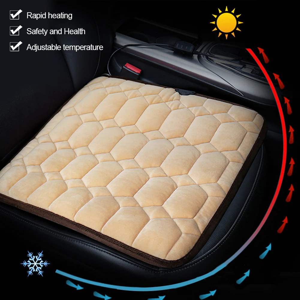 12V Car Seat Heated Cover Electric Heating Pads Front Seat Cushion Adjustable Temperature Universal Winter Auto Seat Warmer