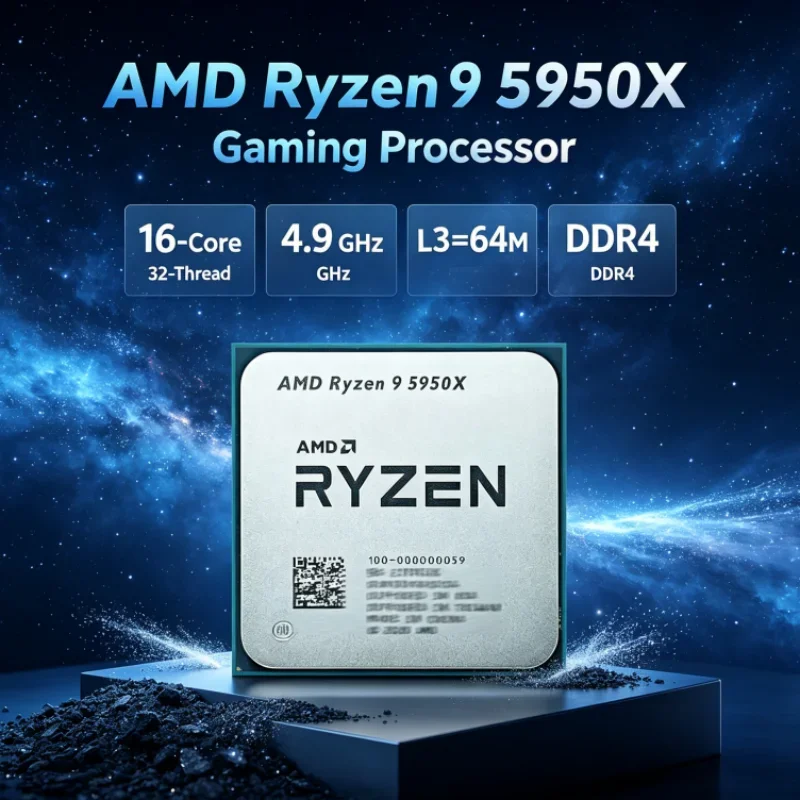 AMD Ryzen 9 5950X 105W UP to 4.9GHz L3=64M Gaming CPU Socket AM4 3.4 GHz 16-Core 32-Thread DDR4 but without cooler