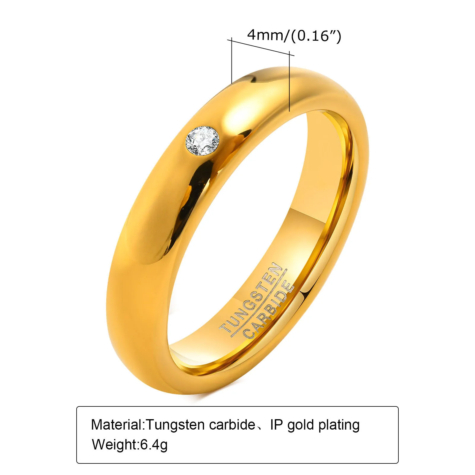 Vnox Classic Tungsten Carbide Wedding Rings for Women, Upscale Gold Color Metal Finger Bands Anniversary Gift Jewelry