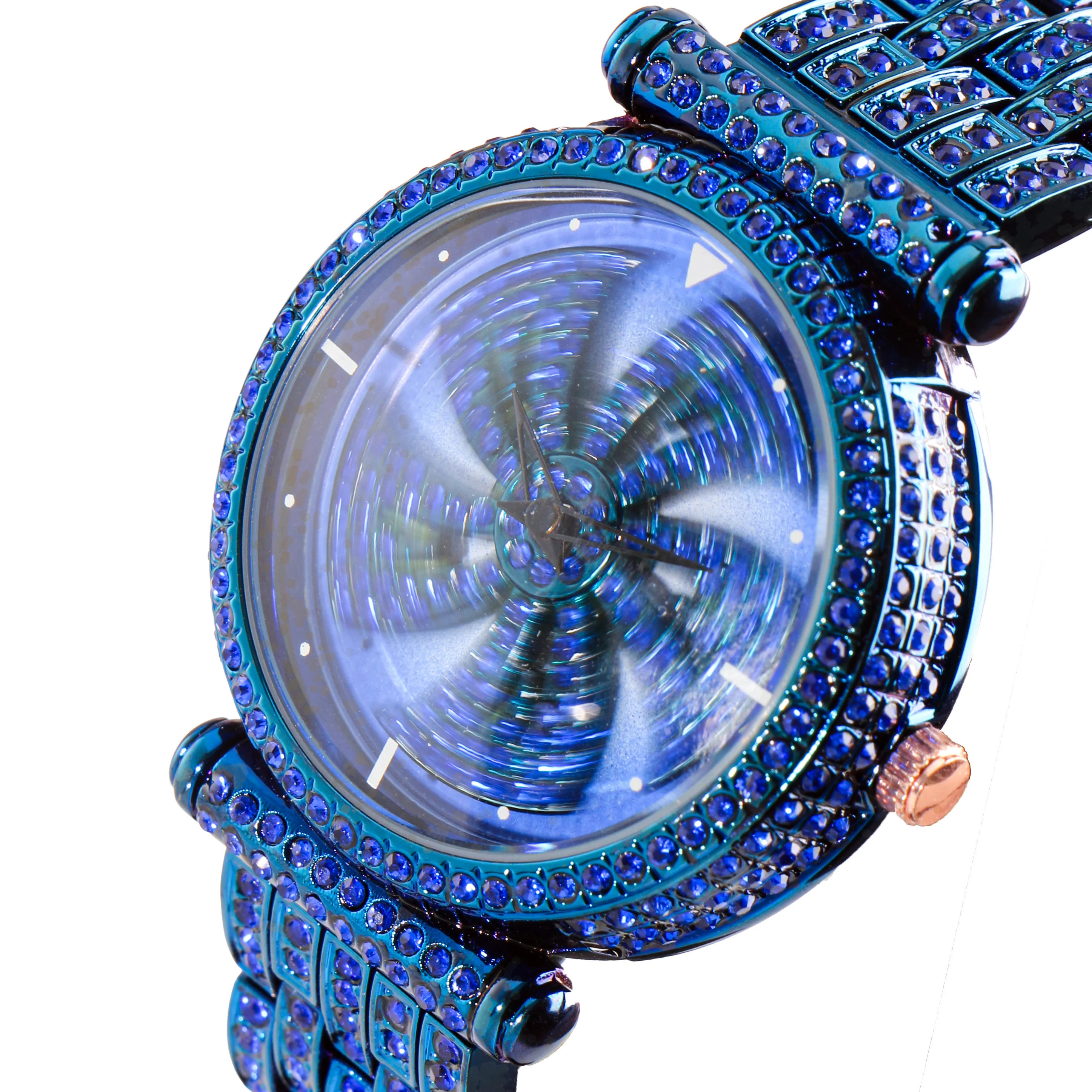 Jam Tangan Kuarsa Dial Berputar Warna Rose Gold untuk Wanita dengan Zirkon, Desain Mewah yang Stylish, Elegan dan Menyenangkan, Sempurna untuk Dipakai Sehari-hari